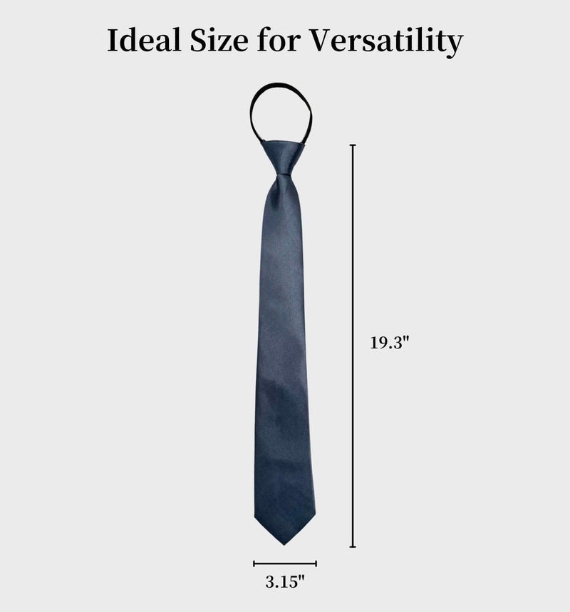 MD Style Pre-Tied Necktie for Men - Solid Color Neck Tie with Adjustable Zipper - Wedding Business Formal Clip on Ties - Image 5